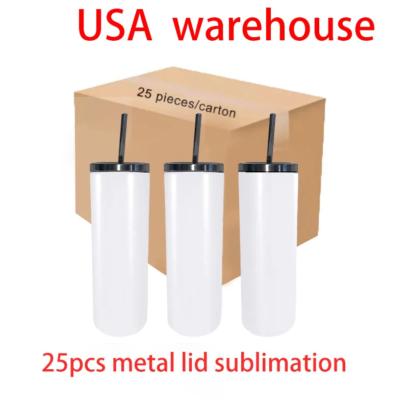 25pack 20oz Tumbler Blanks Straight Double Wall Stainless Steel Cup With Sport Lid