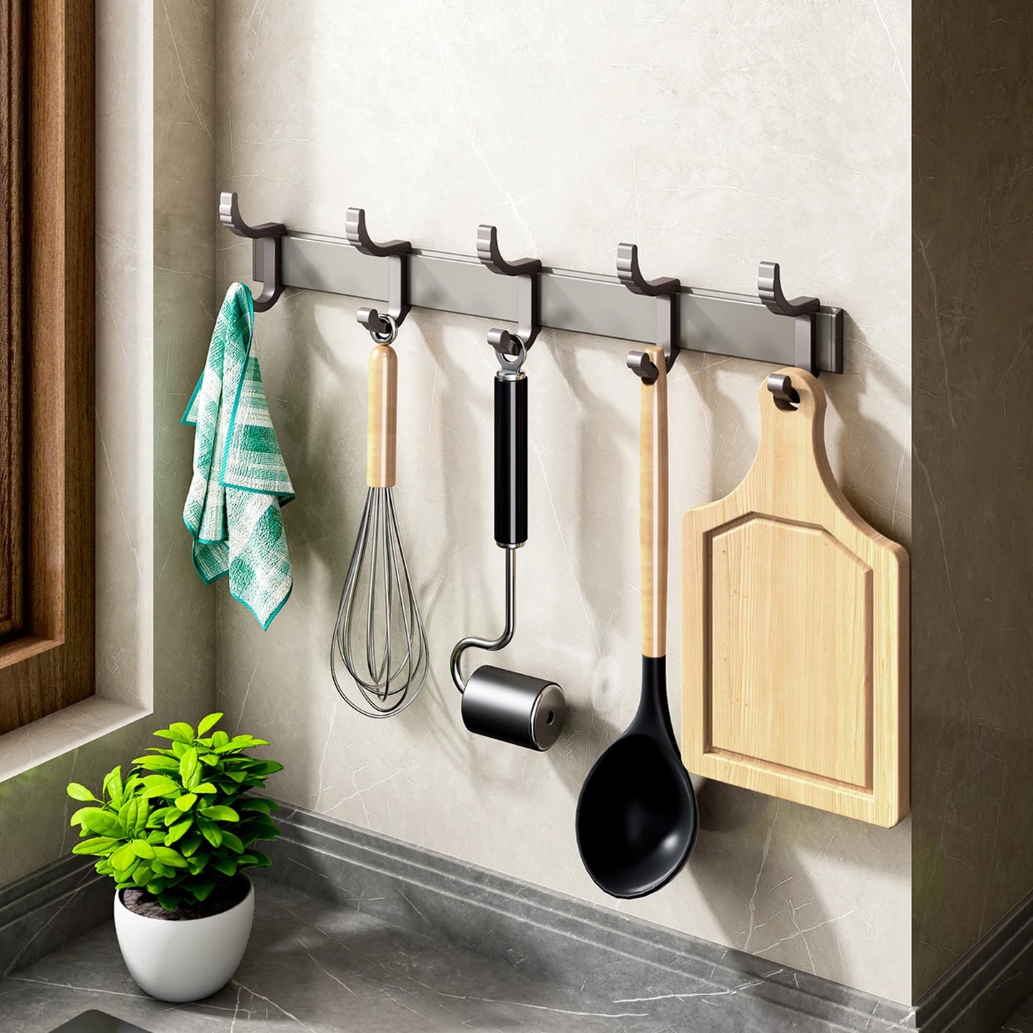 Wall Mounted Coat Rack 5 Hanging Hooks Towel Rack Storage Organizer Hanger