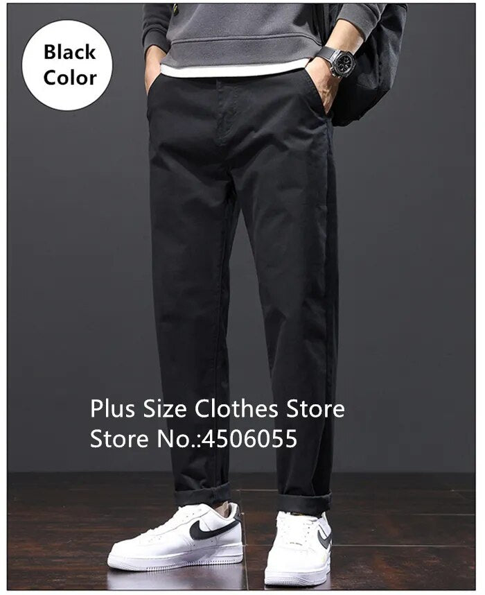 Stretched Casual Men Cotton Trousers Loose Plus Size 46 44 42 40 Suit Clothing