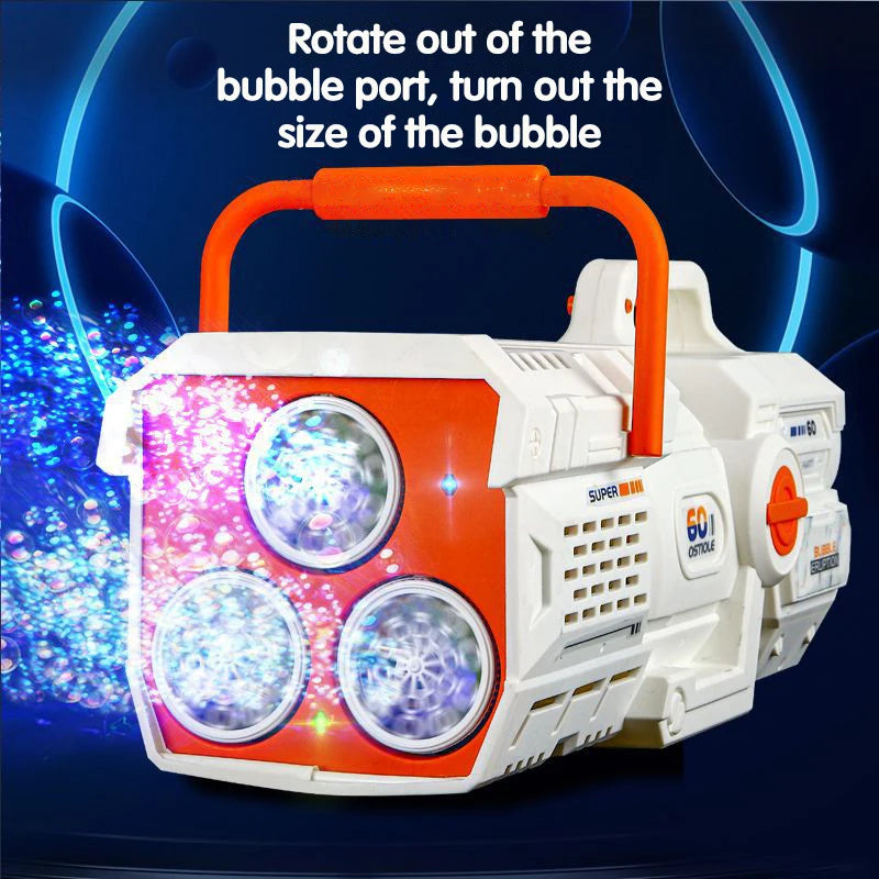 60 Holes Bubble Gun Soap Bubble Machine Electric Automatic Rocket Kid Outdoor Toy