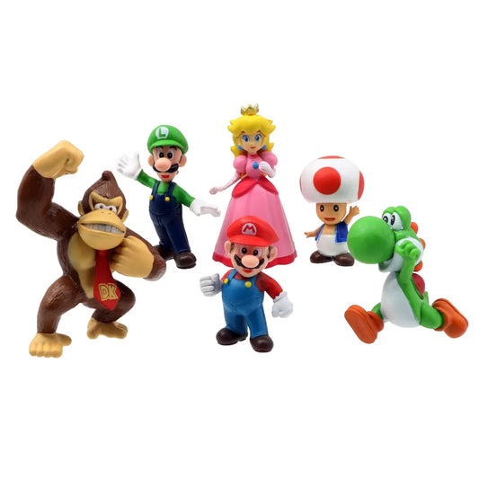 6pcs/set Super Mario Bros PVC Action Figure Toys Dolls Model Set Luigi Yoshi Donkey Kong Mushroom