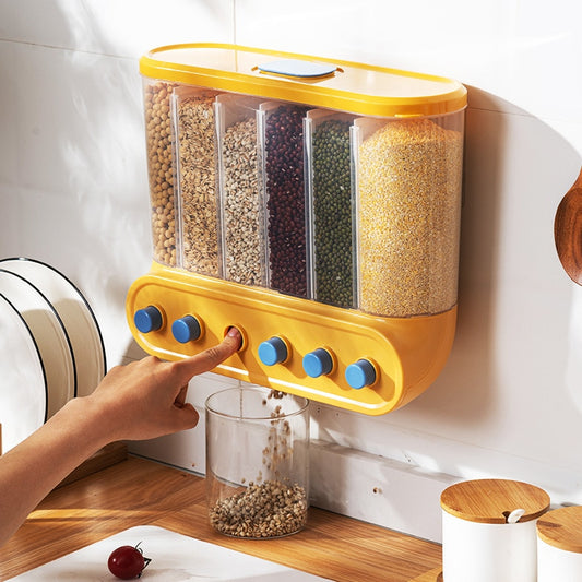 Food Storage Box 2/4/6L Food Grains Storage Box Tank Sealed Moisture Proof Rice Buckets Wall Mounted Organizer Kitchen Bulk Classified Container