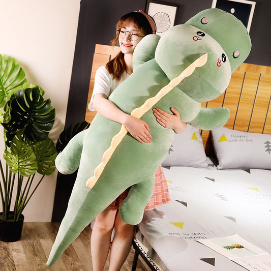 Green Dinosaur Smile Kiss Cute Dino Lying Animal Plush Toy Stuffed Soft Doll Pink Blue Girls Boys Gift 50/80/100/120cm