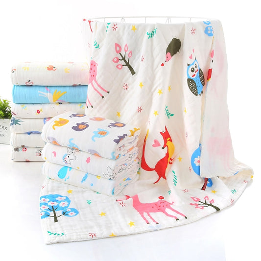 Baby Bath Towel Boy Girl 100% Cotton Baby Towel Blanket For Newborn Baby Bathrobe 6 Layers Gauze Washcloth Infant Swaddle