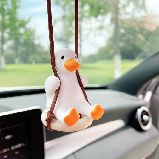 Cute Anime Car Interior Decoration Gypsum Swing Duck Auto Rearview Mirror Pendant For Kawai Car Decoration Accessories