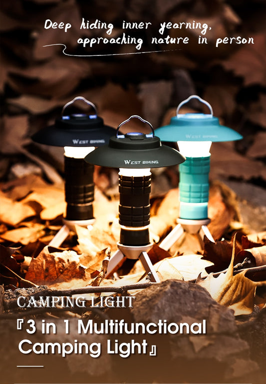 Portable Camping Light with Magnetic USB Rechargeable 3 Lighting Modes Camping Lantern Outdoor Led Flashlight Tent Camp Supplies