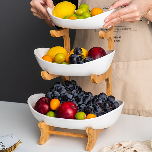 Living Room Home Three-layer Plastic Fruit Plate Snack Dish Creative Modern Dried Fruit Bowl Basket Candy Cake Stand