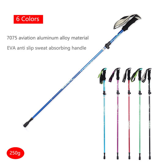 5-Section Outdoor Fold Trekking Pole Camping Portable Walking Hiking Stick For Nordic Elderly Telescopic Club Easy Put Into Bag