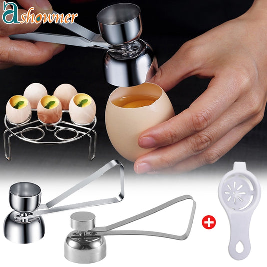 Metal Egg Scissors Eggshell Opener Eggshell Cutter Double Head Egg Topper Shell Opener Boiled Raw Egg Creative Kitchen Tool