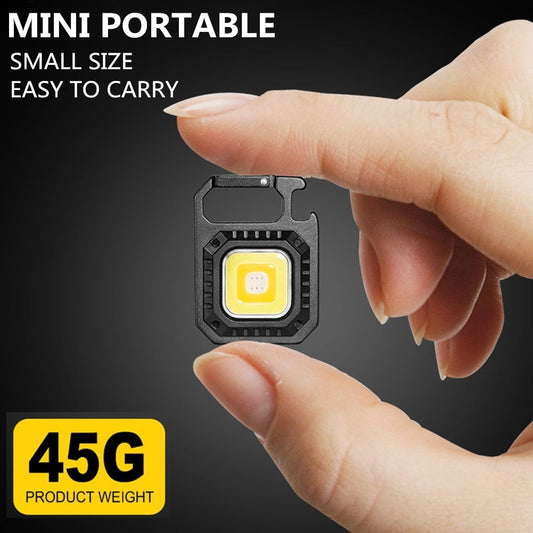 Mini LED Flashlight Work Light Portable COB Pocket Flashlight Keychains USB Rechargeable Outdoor Camping Lamp with Corkscrew