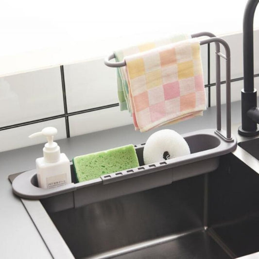 Telescopic Sink Shelf Drainer Rack Kitchen Organizer Soap Sponge Holder Towel Rack Storage Organizer Basket Gadgets Accessories