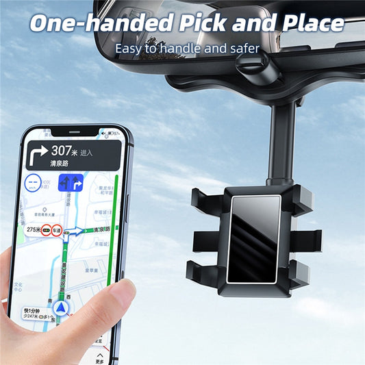 360° Car Mirror Telescopic Smart Phone Holder Mount Mobile Phone Support Stand Car GPS Adjustable CellPhone For iPhone 13 Holder