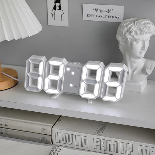 3D LED Digital wall Clock with 3 levels home wall deco Adjustable Electronic Table Clock Digital Wall Clock Bedroom Alarm Clock