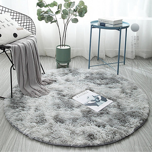 Silver Bubble Kiss Thick Round Rug Carpets for Living Room Soft Home Bedroom Kid Room Plush Salon Decoration