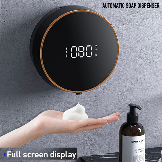 Wall Mount Automatic Foam Soap Dispensers LED Temperature Display Electric Touchless Infrared Sensor Foam Machine Liquid Dispens